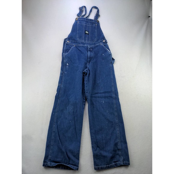 Womens Key Carpenter Denim Bib Overalls Size 14 Pockets - Picture 1 of 10
